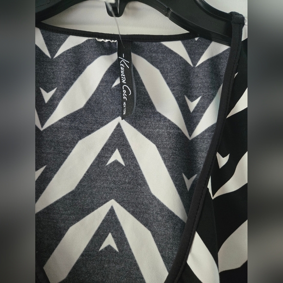 Kenneth Cole New York Black and White Cold Shoulder Mini Dress - Picture 2 of 6